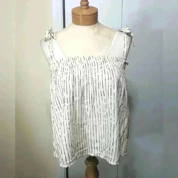 Billabong women sleeveless crop top ivory/black ties on shoulders size Large NWT - Picture 12 of 12